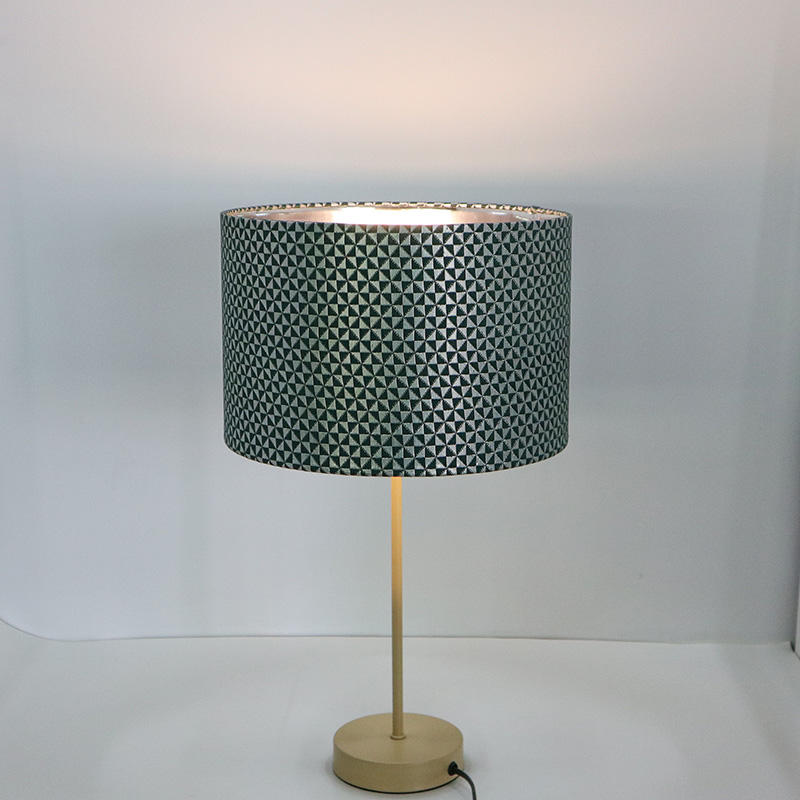 Gold Base Handmade Geometric Pattern Drum Lampshade LCS850picture3