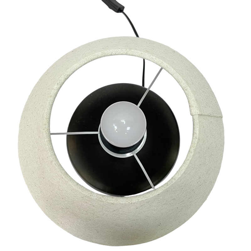 Black Ceramic Base Light Gray Linen Tapered Lampshade LCS840picture2