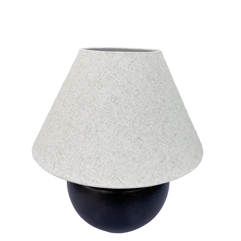 Black Ceramic Base Light Gray Linen Tapered Lampshade LCS840picture3