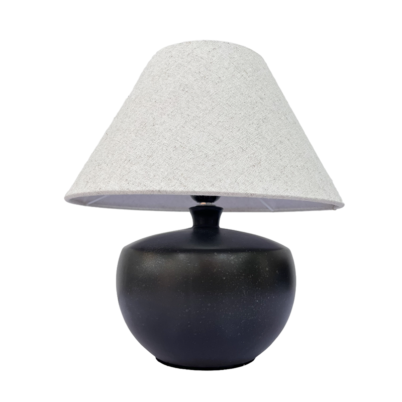 Black Ceramic Base Light Gray Linen Tapered Lampshade LCS840picture4