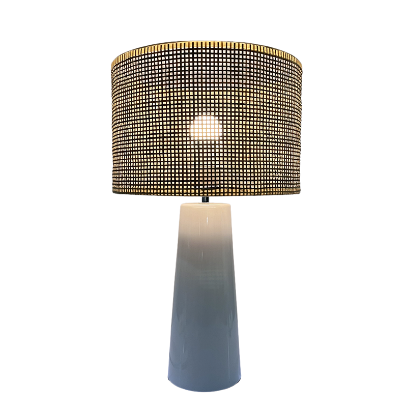 Ceramic Base Bedroom Living Room Decor Rattan Drum Lampshade LCS820picture2