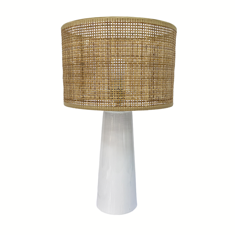 Ceramic Base Bedroom Living Room Decor Rattan Drum Lampshade LCS820picture3