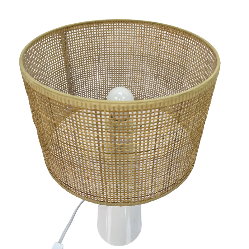 Ceramic Base Bedroom Living Room Decor Rattan Drum Lampshade LCS820picture5
