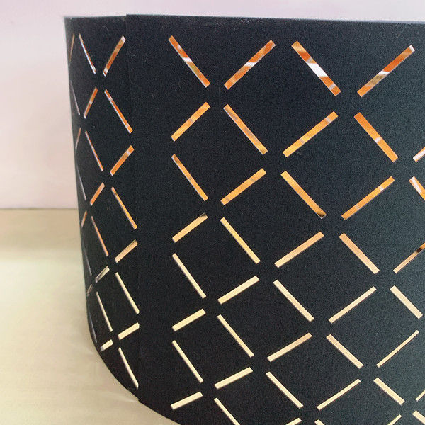 Modern Luxury Design Black Laser-Cut Pattern Gold Drum Lampshade LCS810picture2