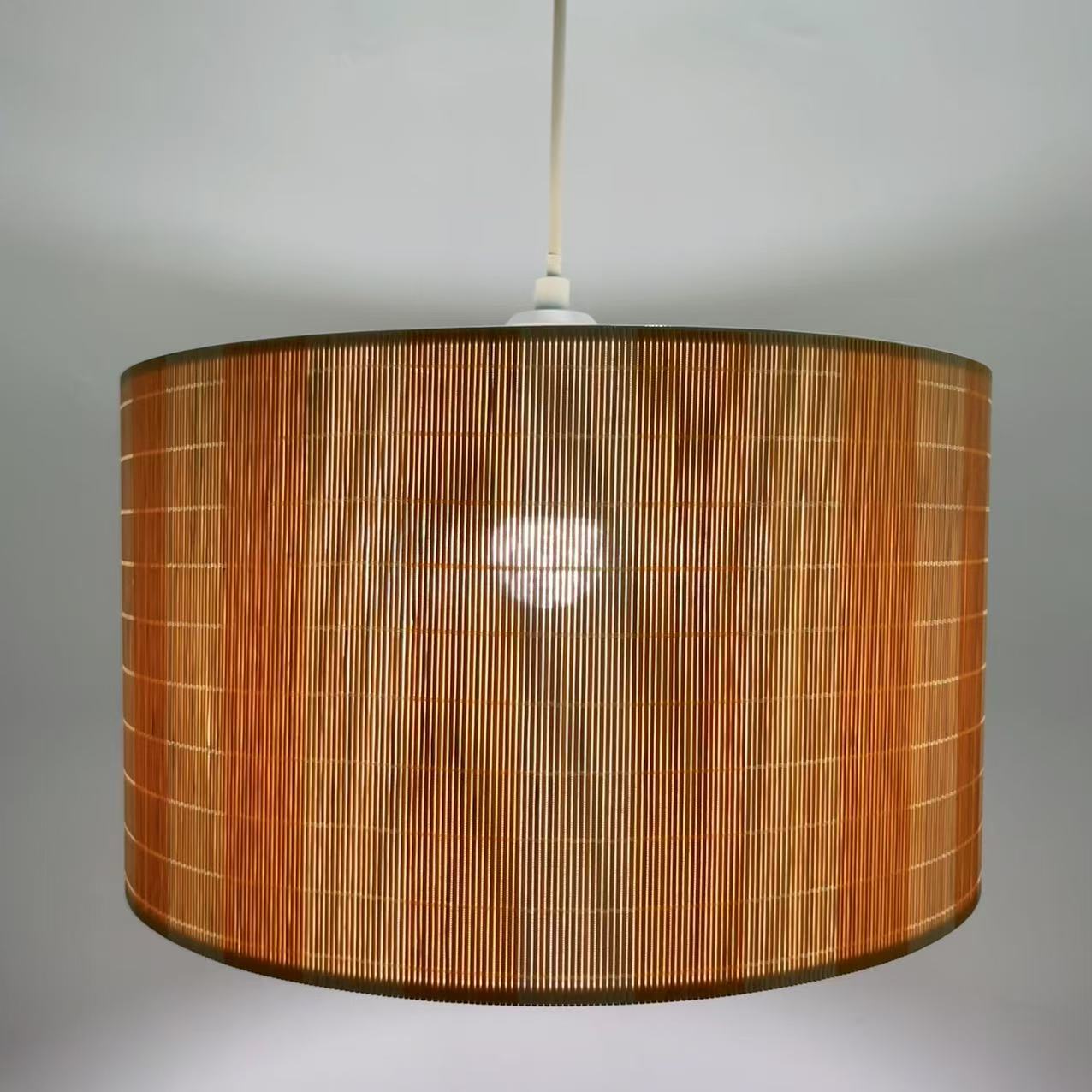 Modern Fashion Aesthetic Yellow Stripe Drum Bamboo Lampshade Table Lamp BBR330picture2