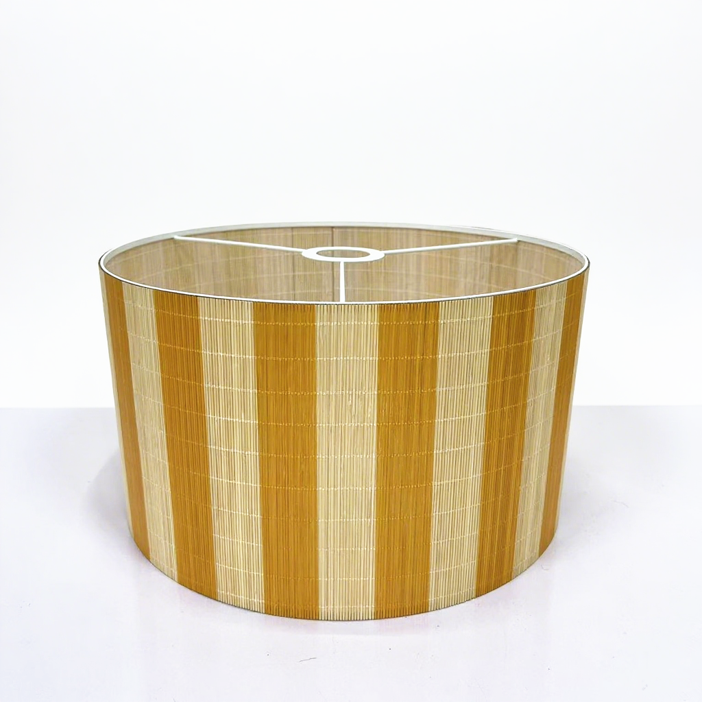 Modern Fashion Aesthetic Yellow Stripe Drum Bamboo Lampshade Table Lamp BBR330picture4