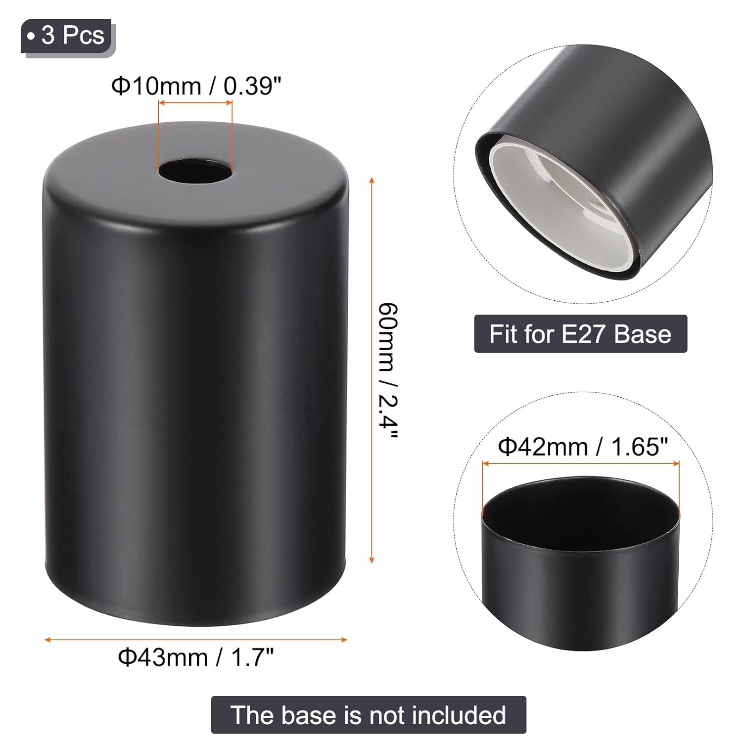 Black Metal Screw Decorative Lighting Accessories E27 Lamp Socket BAS350picture2