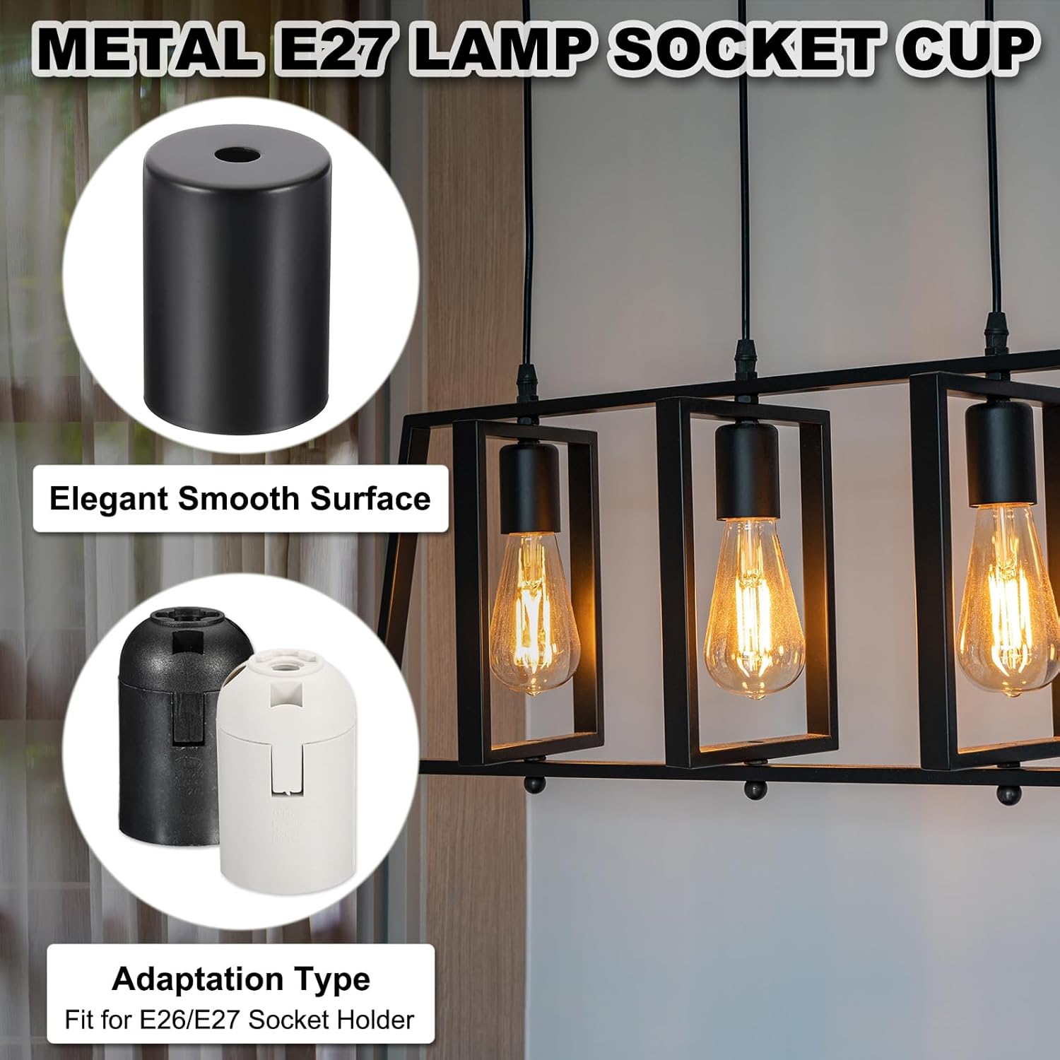 Black Metal Screw Decorative Lighting Accessories E27 Lamp Socket BAS350picture6