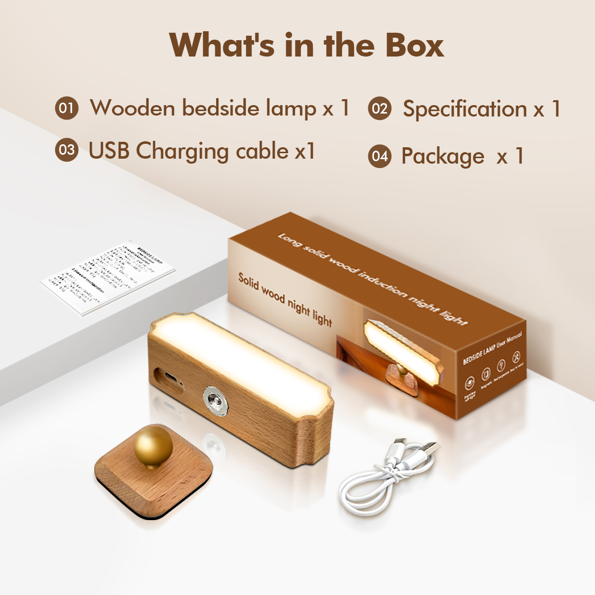 Solid Wood Magnetic Induction Light Home Warm Night Light NL400picture3