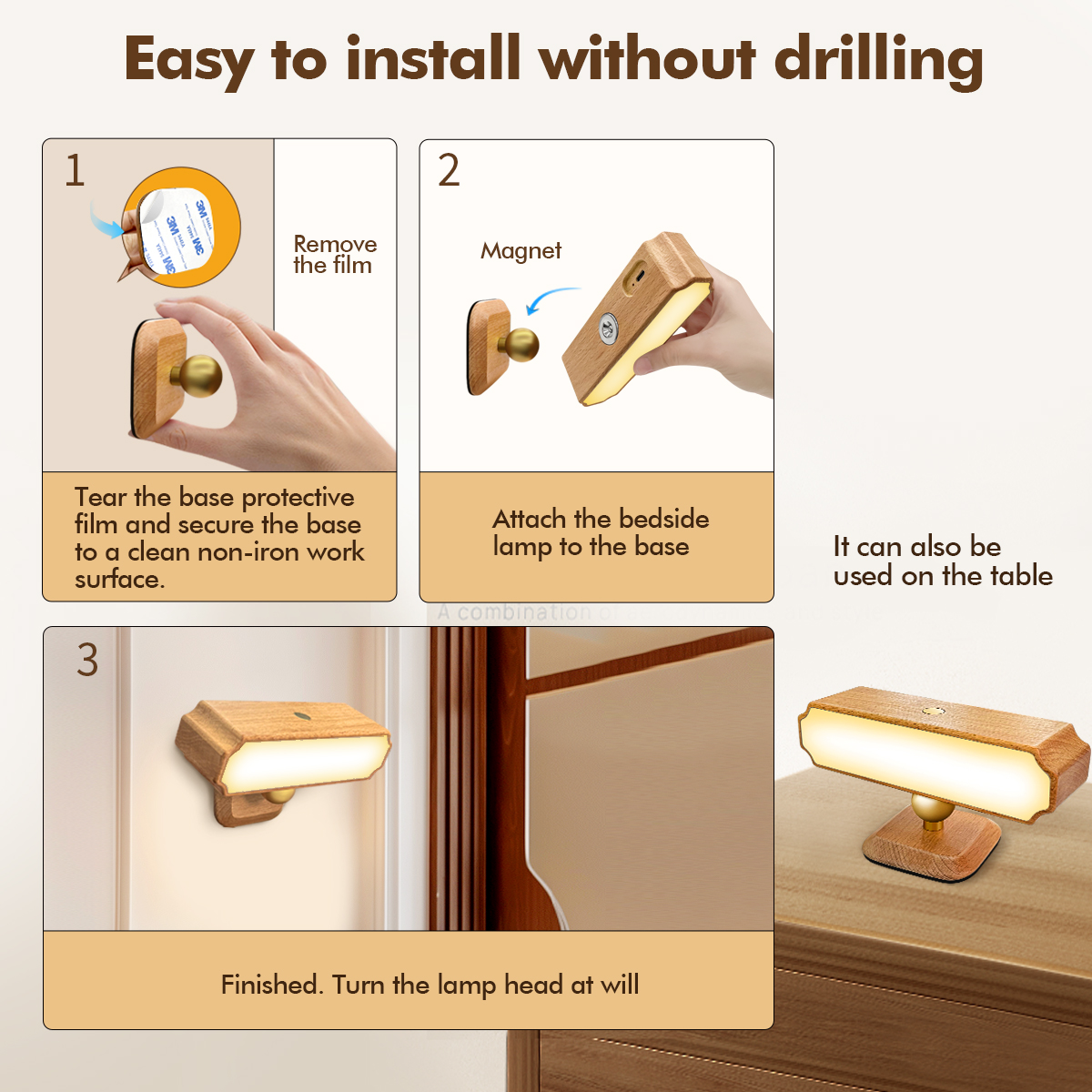Solid Wood Magnetic Induction Light Home Warm Night Light NL400picture5