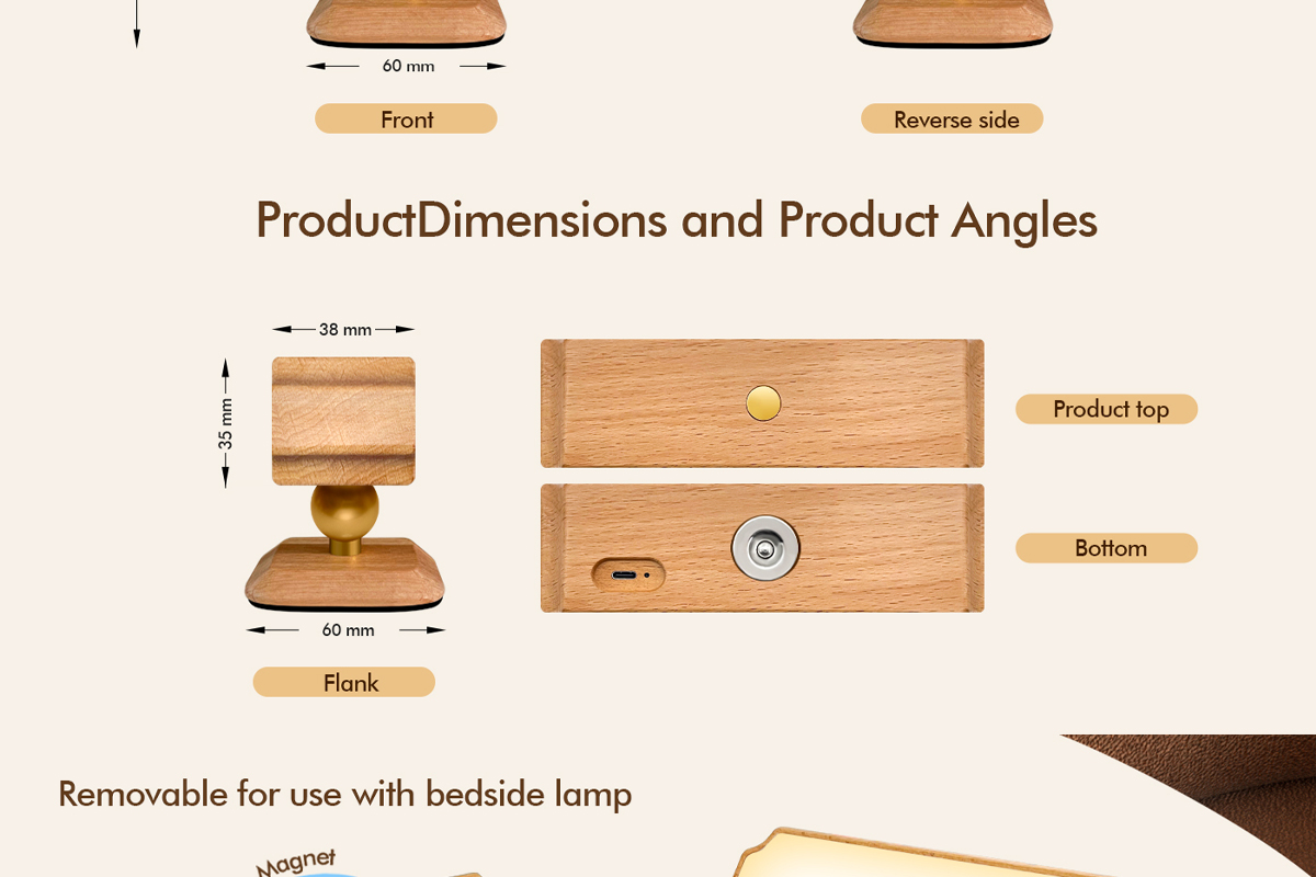 Solid Wood Magnetic Induction Light Home Warm Night Light Simple Corridor Wall Lamp Bedside Small Desktop Decorative Lighting