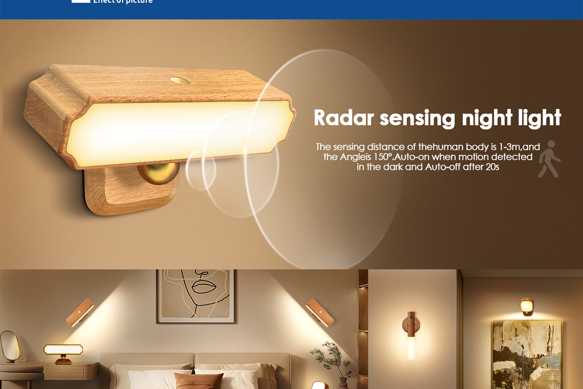 Solid Wood Magnetic Induction Light Home Warm Night Light Simple Corridor Wall Lamp Bedside Small Desktop Decorative Lighting