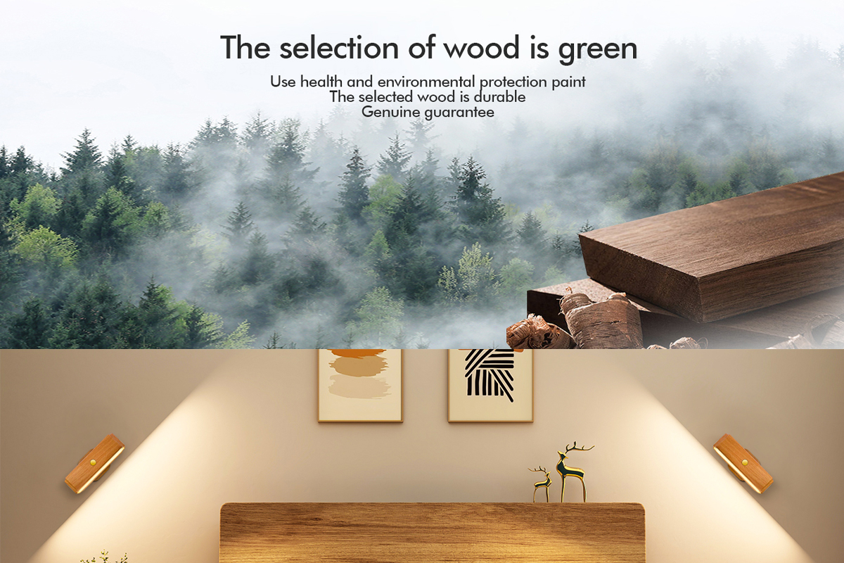 Solid Wood Magnetic Induction Light Home Warm Night Light Simple Corridor Wall Lamp Bedside Small Desktop Decorative Lighting