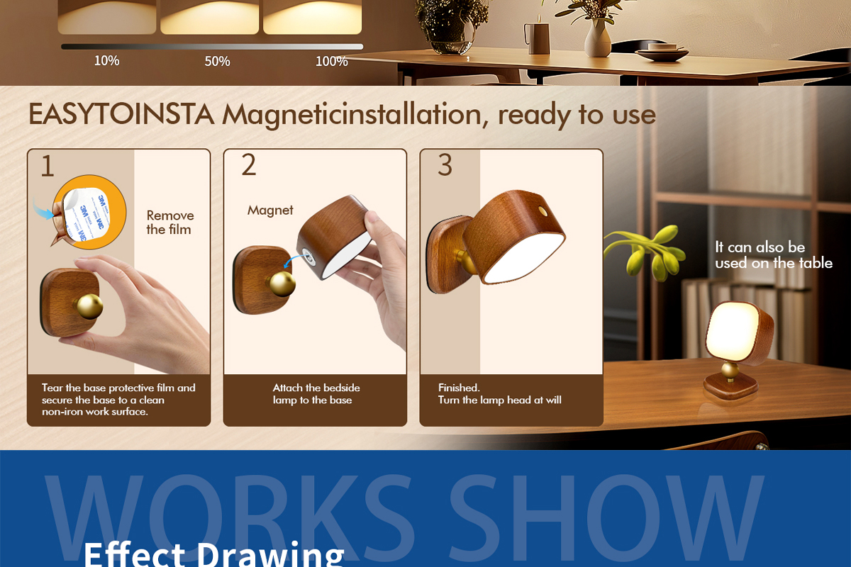 Smart USB Charging Solid Wood Night Light radar Sensing Corridor Light Co<i></i>nvenient Magnetic LED Bedside Light Decoration