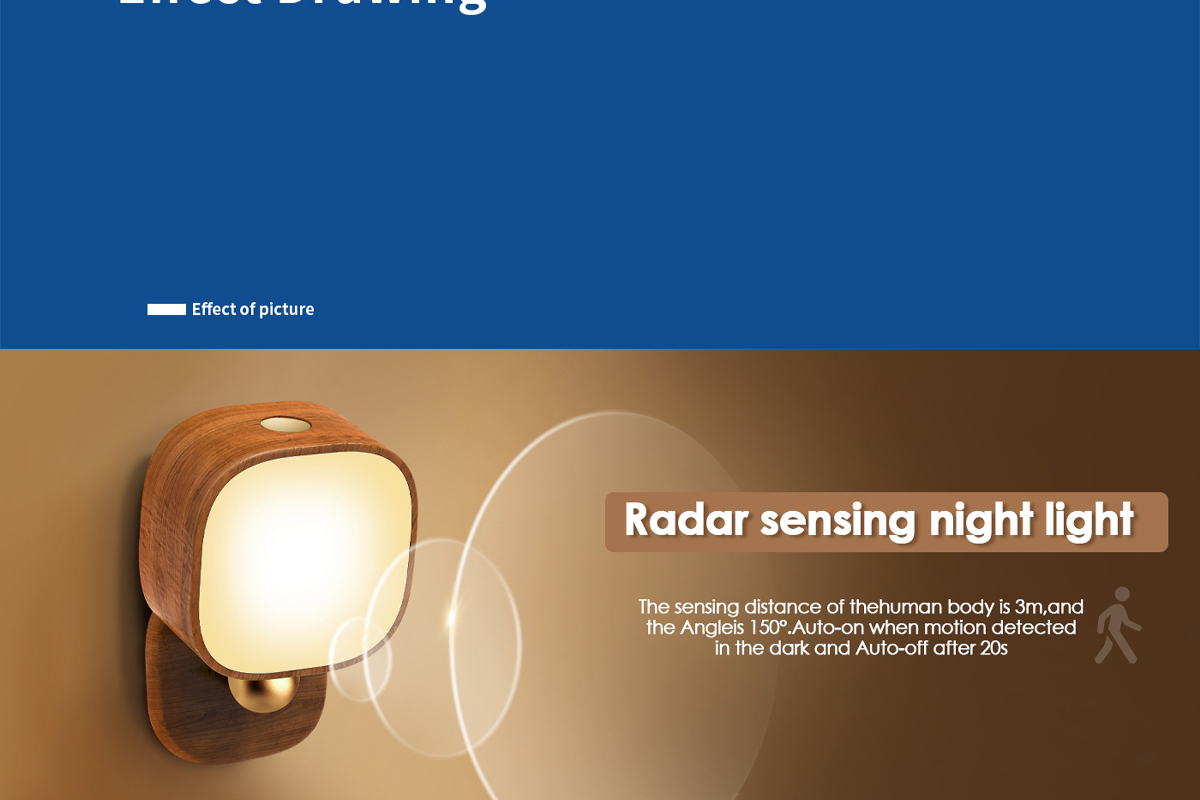 Smart USB Charging Solid Wood Night Light radar Sensing Corridor Light Co<i></i>nvenient Magnetic LED Bedside Light Decoration