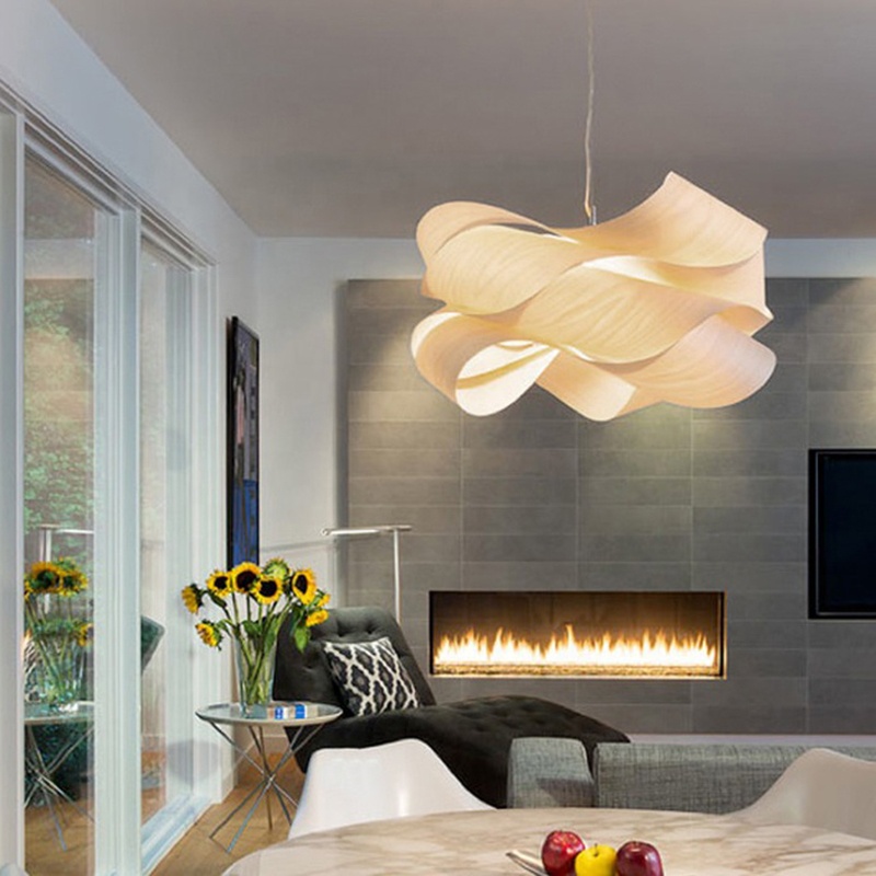 Woven Wood Veneer Chandelier Pendant Light Rattan Light BBR320picture3