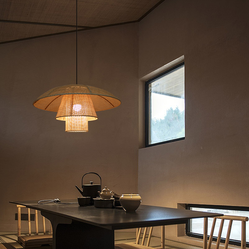 Japanese Vintage Living Room Woven Rattan Lampshade Rattan Pendant Light JPS200picture5