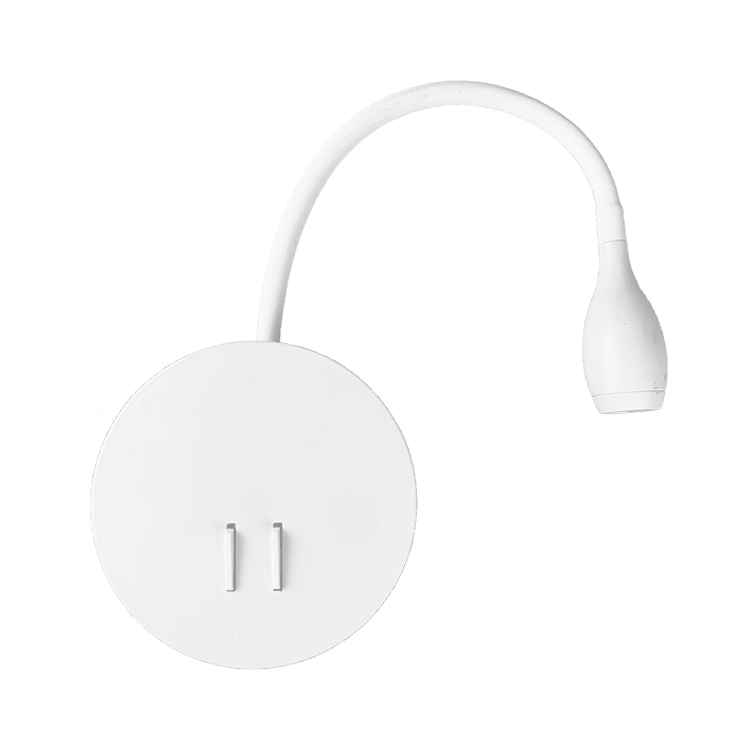 85-265V Hotel Bedside LED Reading Light, Dual-Switch Gooseneck Wall Sco<i></i>nce with Bottom Ambient Light (White)