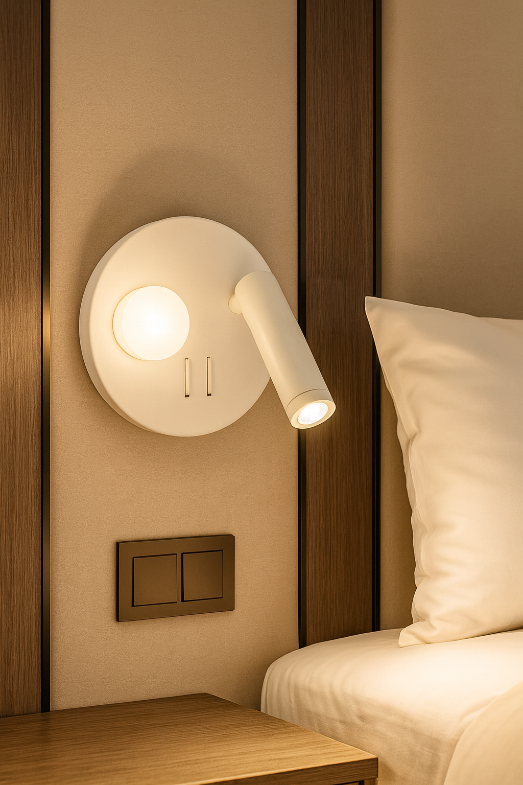 85-265V LED Hotel Bedside Dual-Switch Round Reading Wall Light WL5700picture2