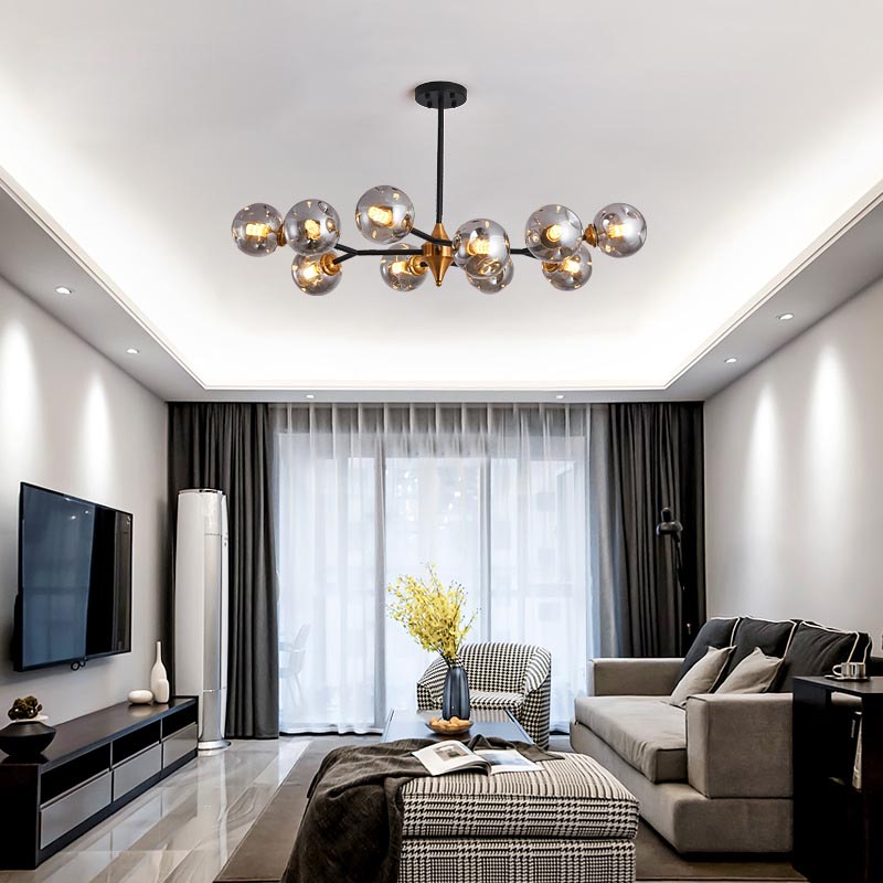 Nordic Modern Luxury Hotel Dining Room Table Glass Black+Gold  Chandelier CHA760picture5