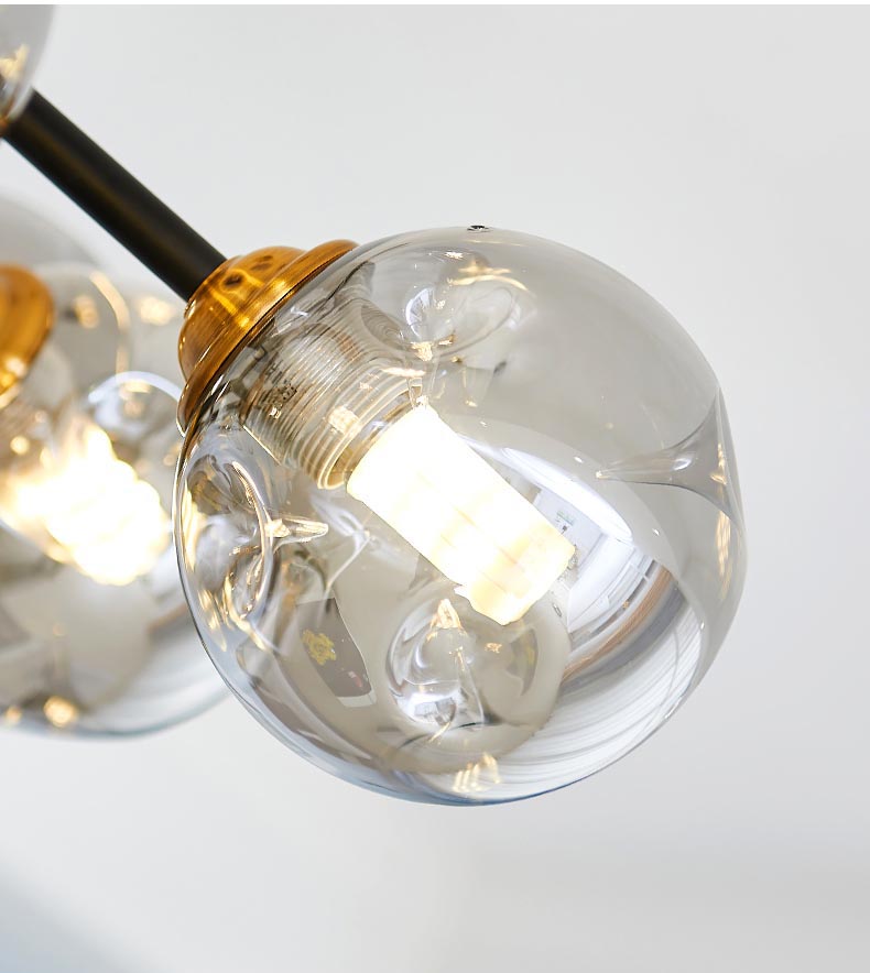 Nordic Modern Luxury Hotel Dining Room Table Chandelier Iron Glass Black+Gold Fashion Atmosphere Shop Lights Romantic Lighting