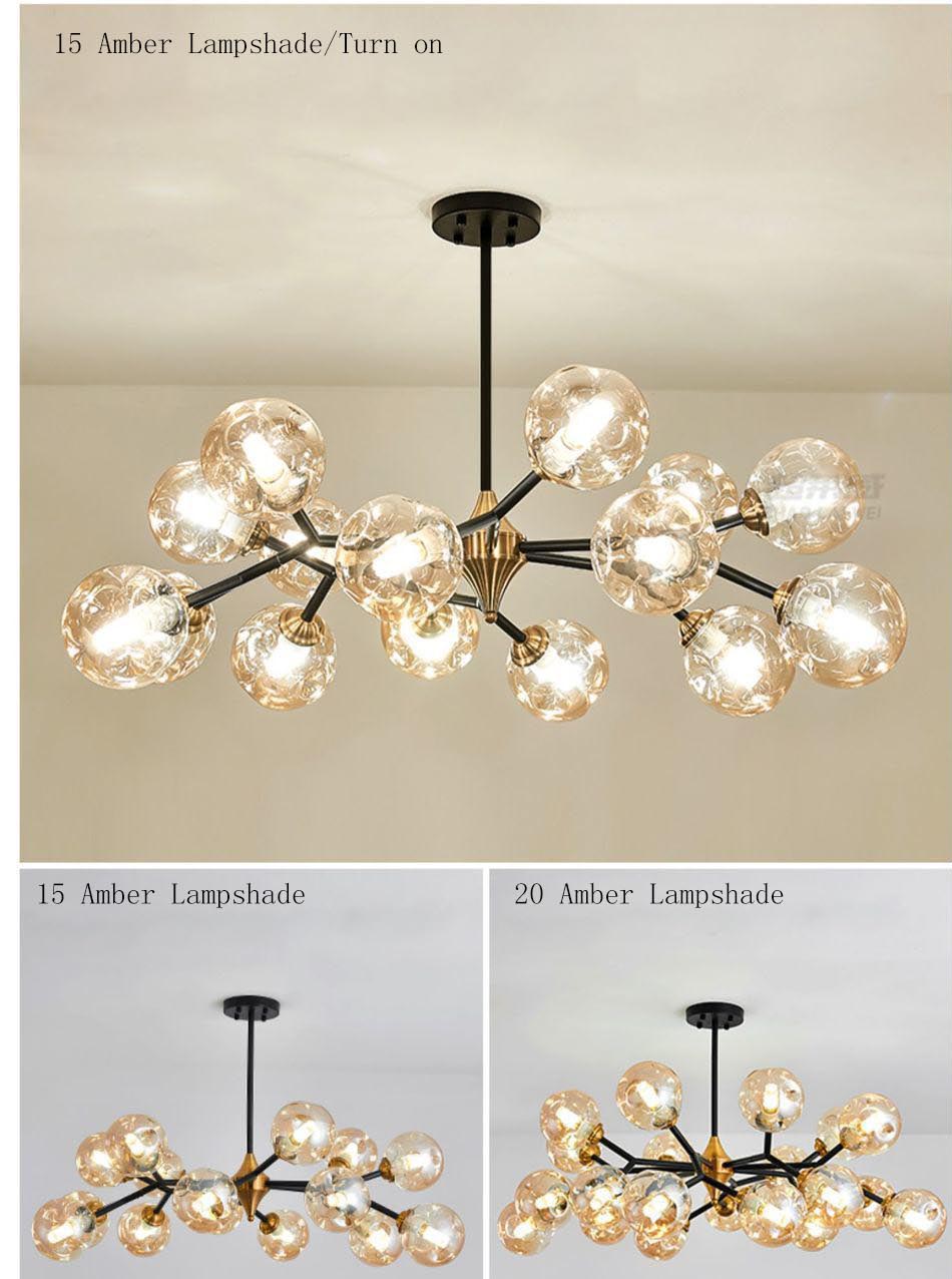 Nordic Modern Luxury Hotel Dining Room Table Chandelier Iron Glass Black+Gold Fashion Atmosphere Shop Lights Romantic Lighting