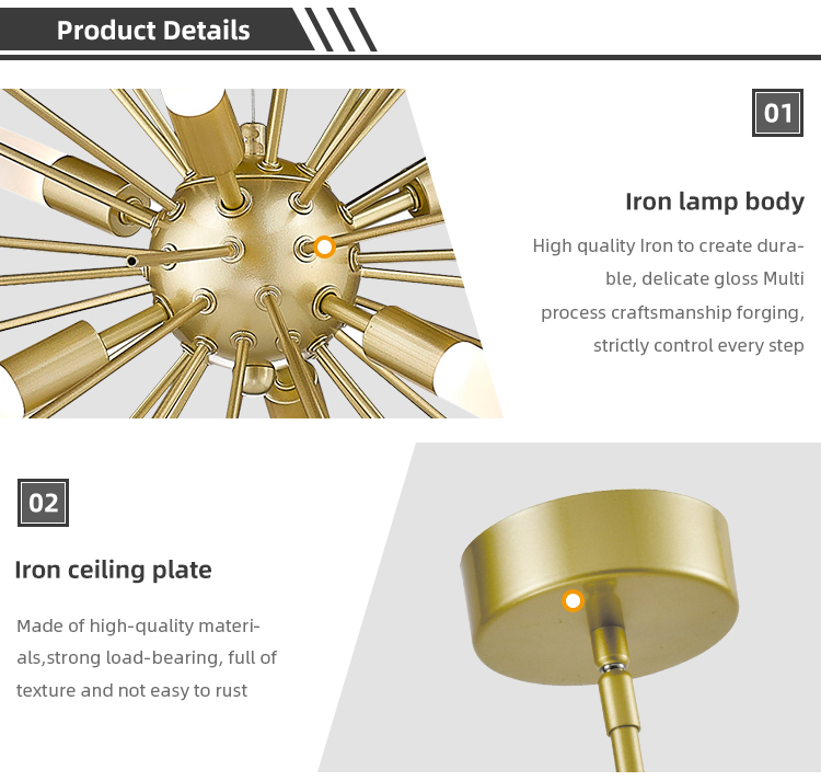 New Arrival Suspended Mounted Indoor Decoration Gold Hanging Led Chandelier Pendant Light