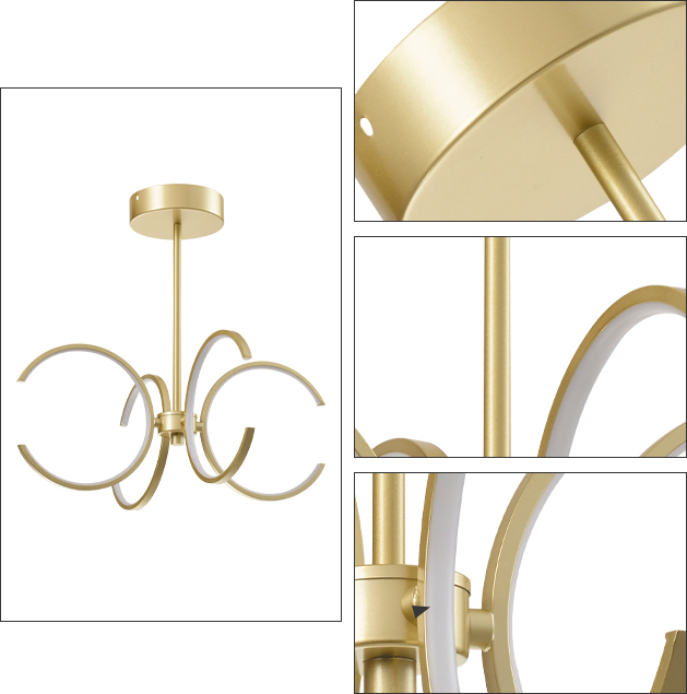 Copper Luminous Acrylic Ring Chandelier for Living Room Pendant Light PEN1890picture3