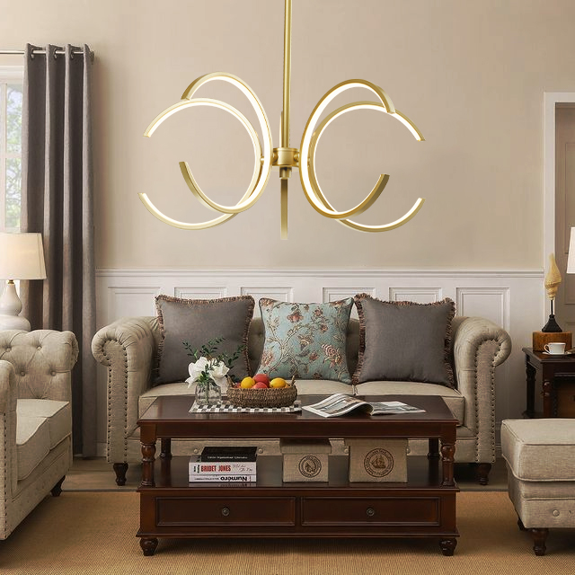 Copper Luminous Acrylic Ring Chandelier for Living Room Pendant Light PEN1890picture4