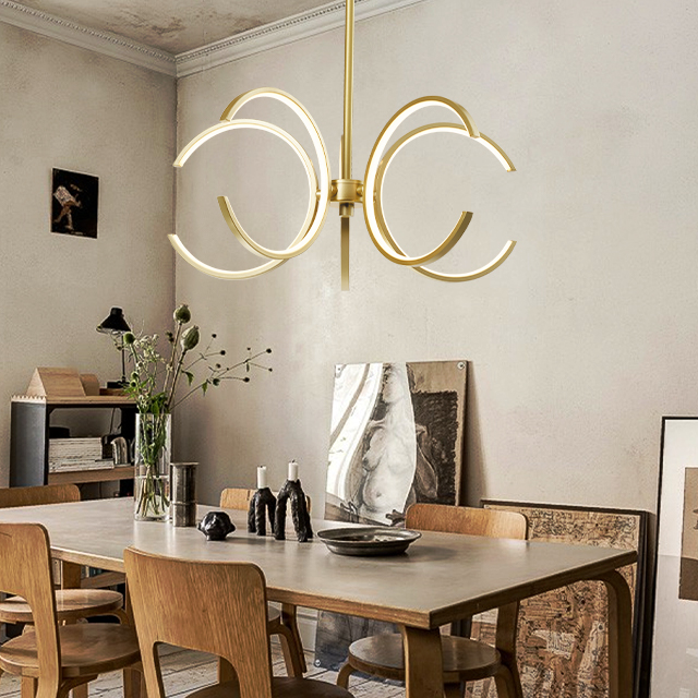 Copper Luminous Acrylic Ring Chandelier for Living Room Pendant Light PEN1890picture5