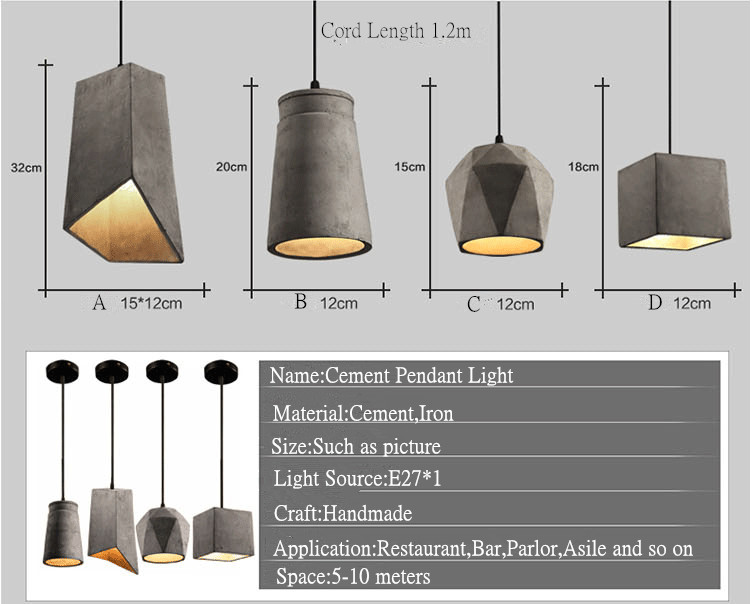 Loft Vintage Cement Industry Small Pendant Lamp
