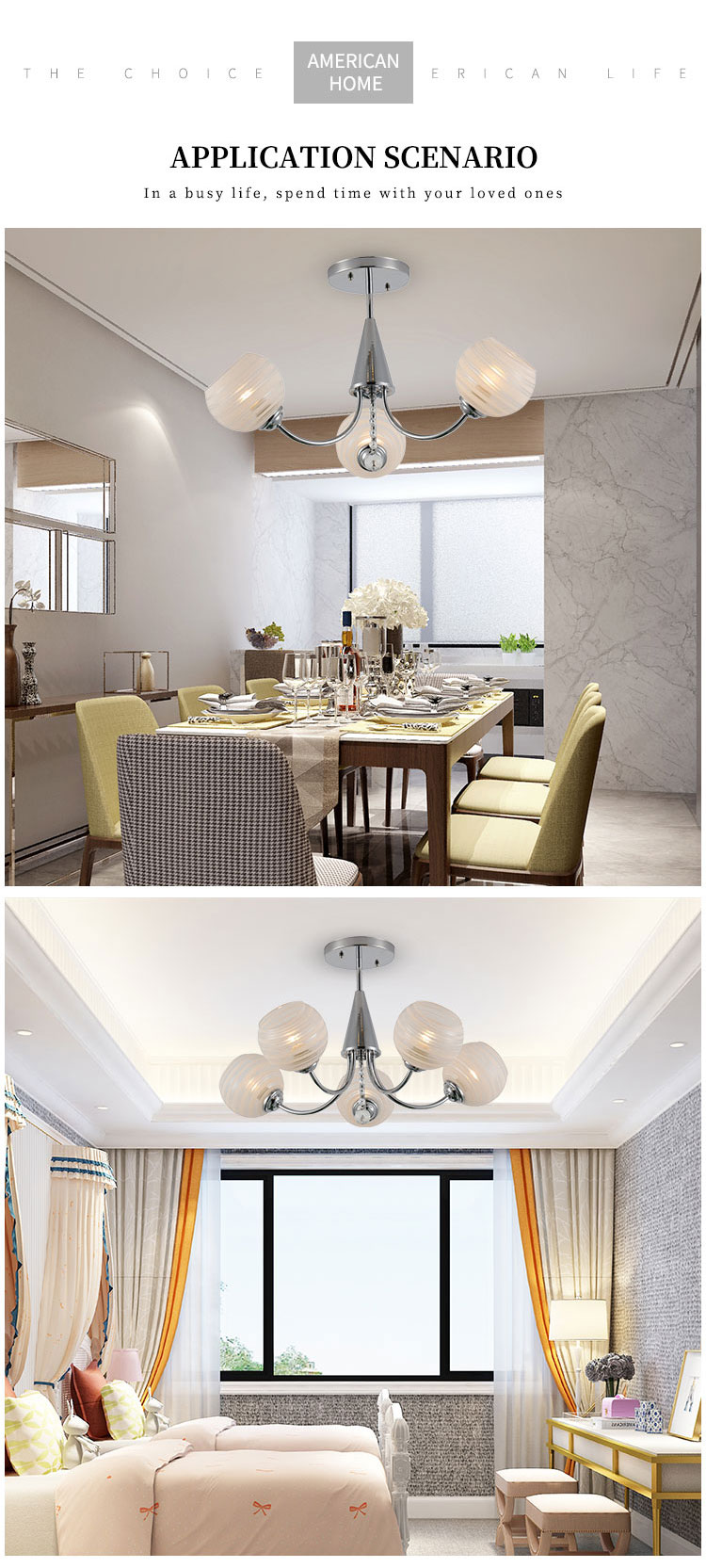 Co<i></i>ntemporary Indoor Home Decoration Glass Lampshade E27 Chandeliers Ceiling Light