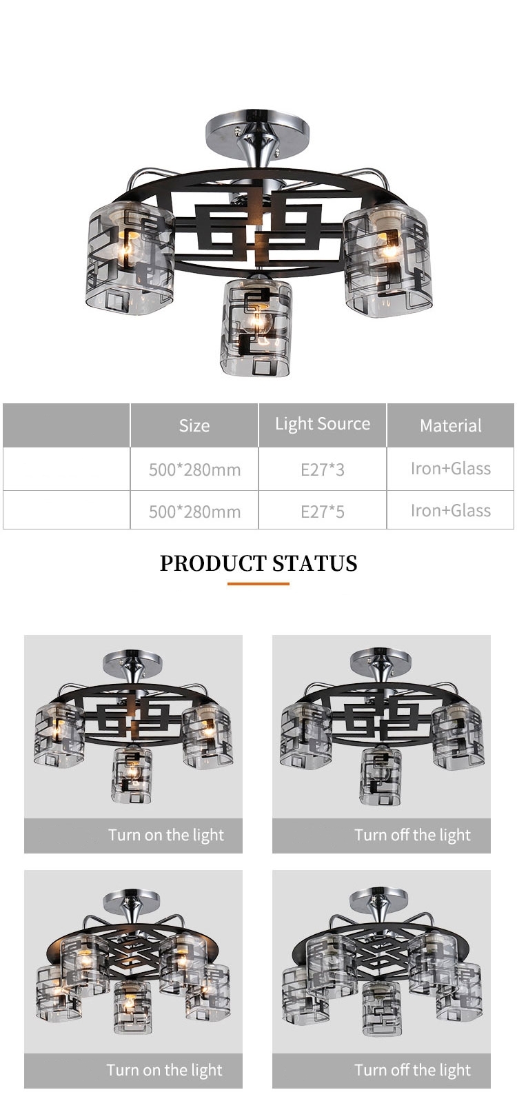 Art Design Glass Modern Style Dining Room Restaurant Hanging Pendant Light