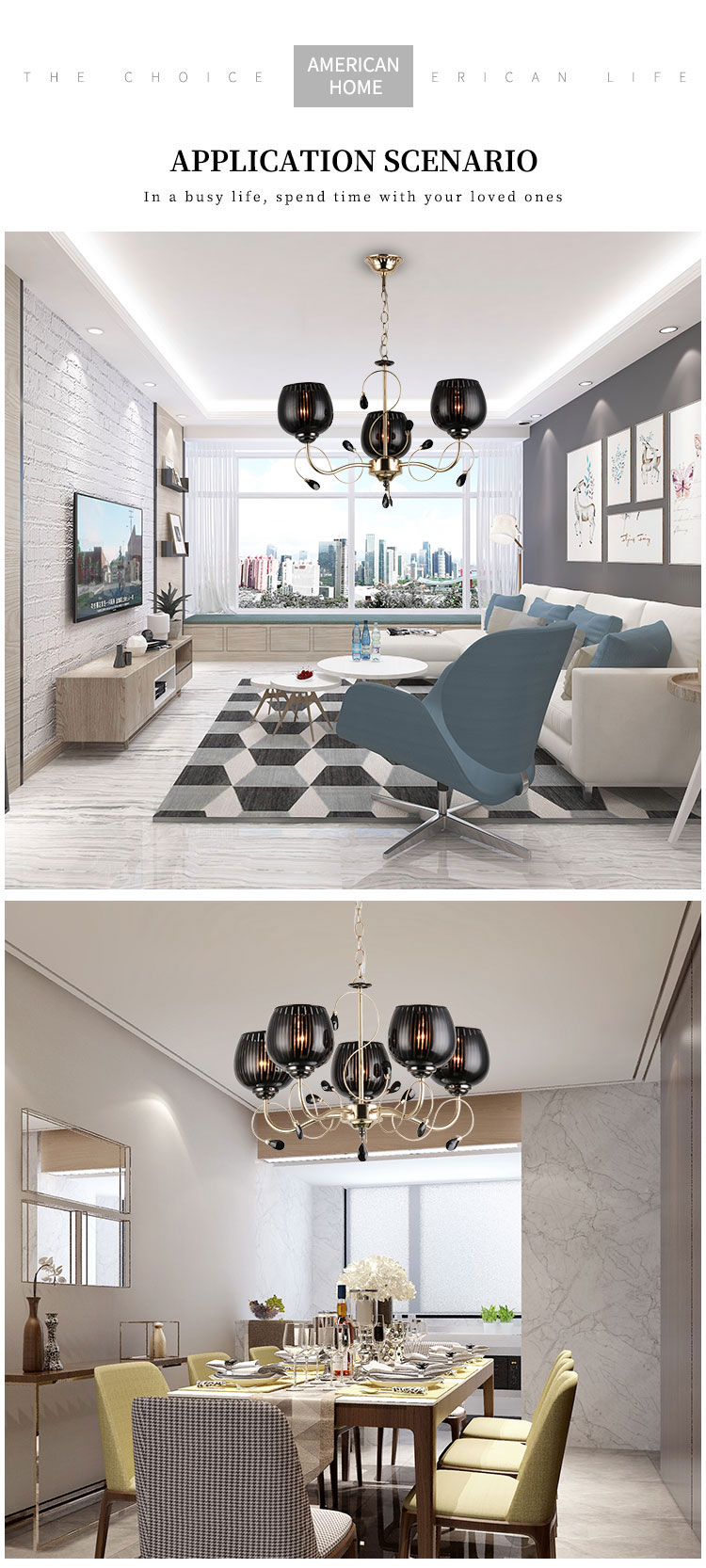 Modern Creative Design Hanging Lamp Bedroom Indoor Decoration Glass Chandelier Pendant Light