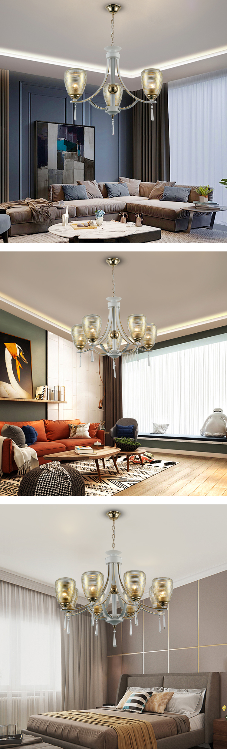 Guzhen Nordic Modern Living Room Bedroom Hanging Ceiling Luxury Chandelier Lamp Fixtures
