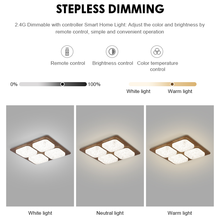 Indoor Hotel Wooden Iron Base 36w 48w Remote Round LED Ceiling Lamp CL1100picture6