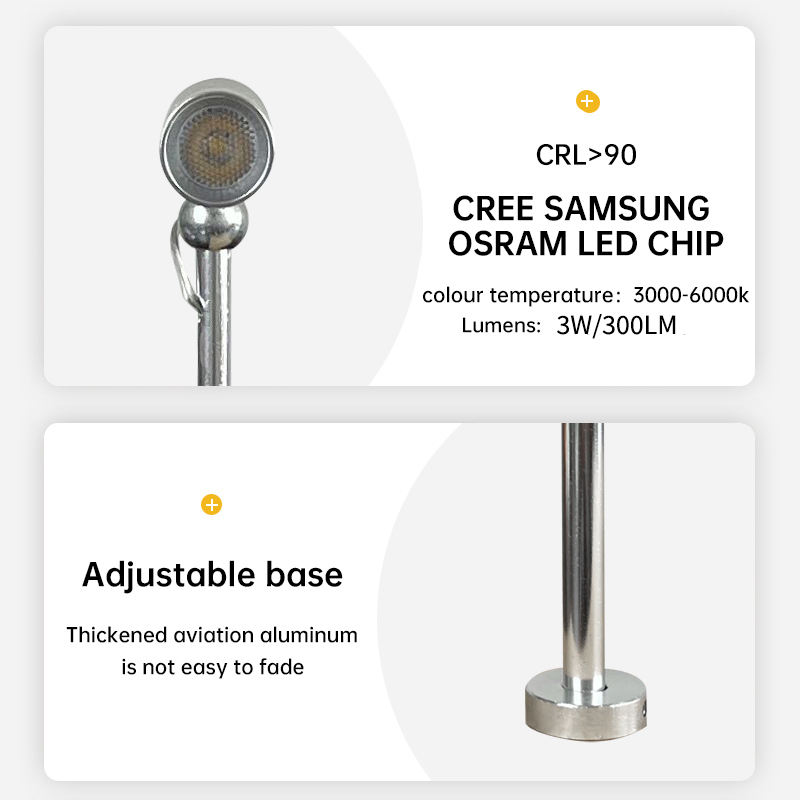 Super Thin 3W 12V 24V LED Stem Spot Light CCT Customized for Jewelry Display JEW330picture3