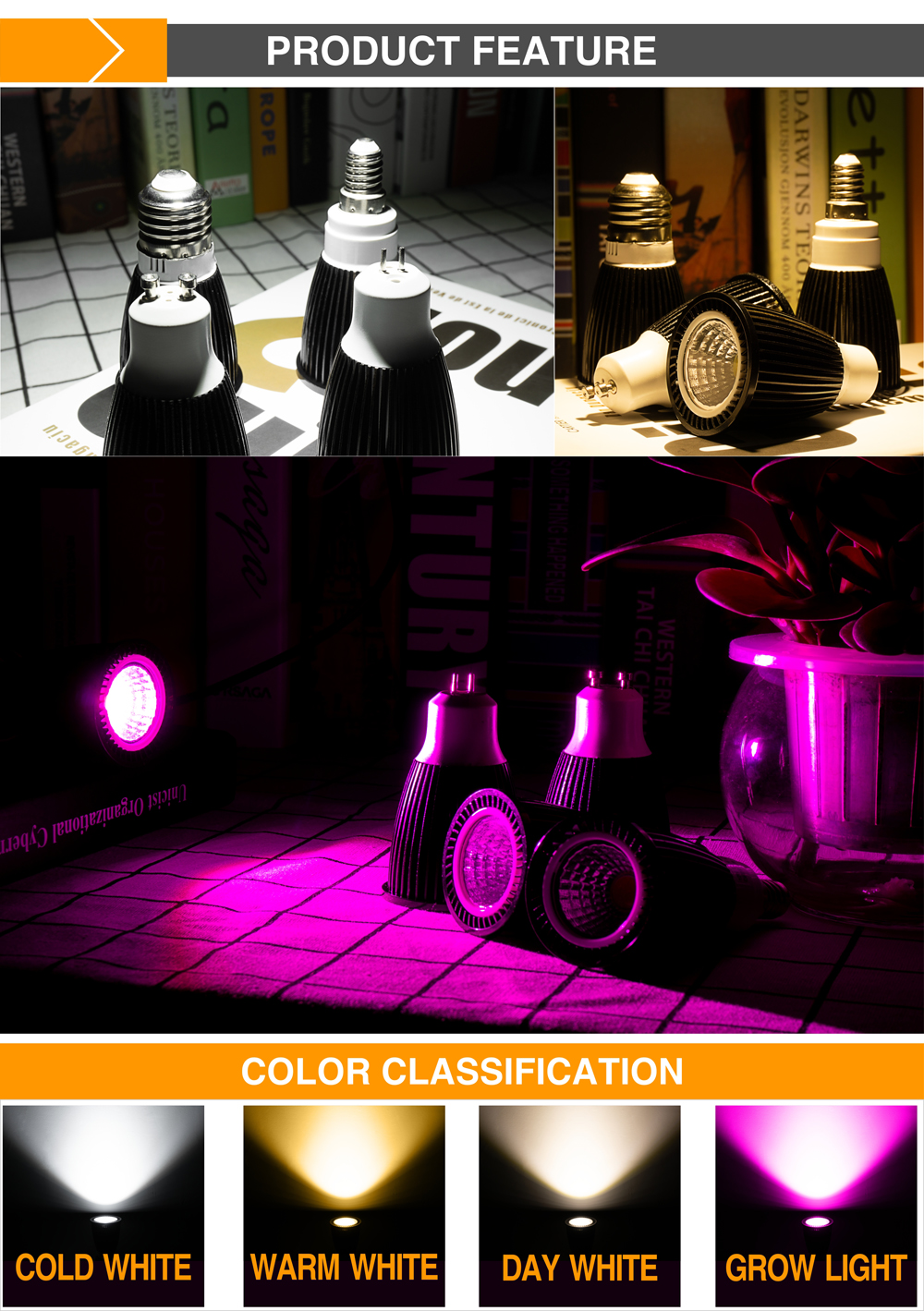 E27 E14 MR16 GU10 LED COB Gorw Lamp 5w 7w 9w 12w Led Spot Light AC220V Spotlight