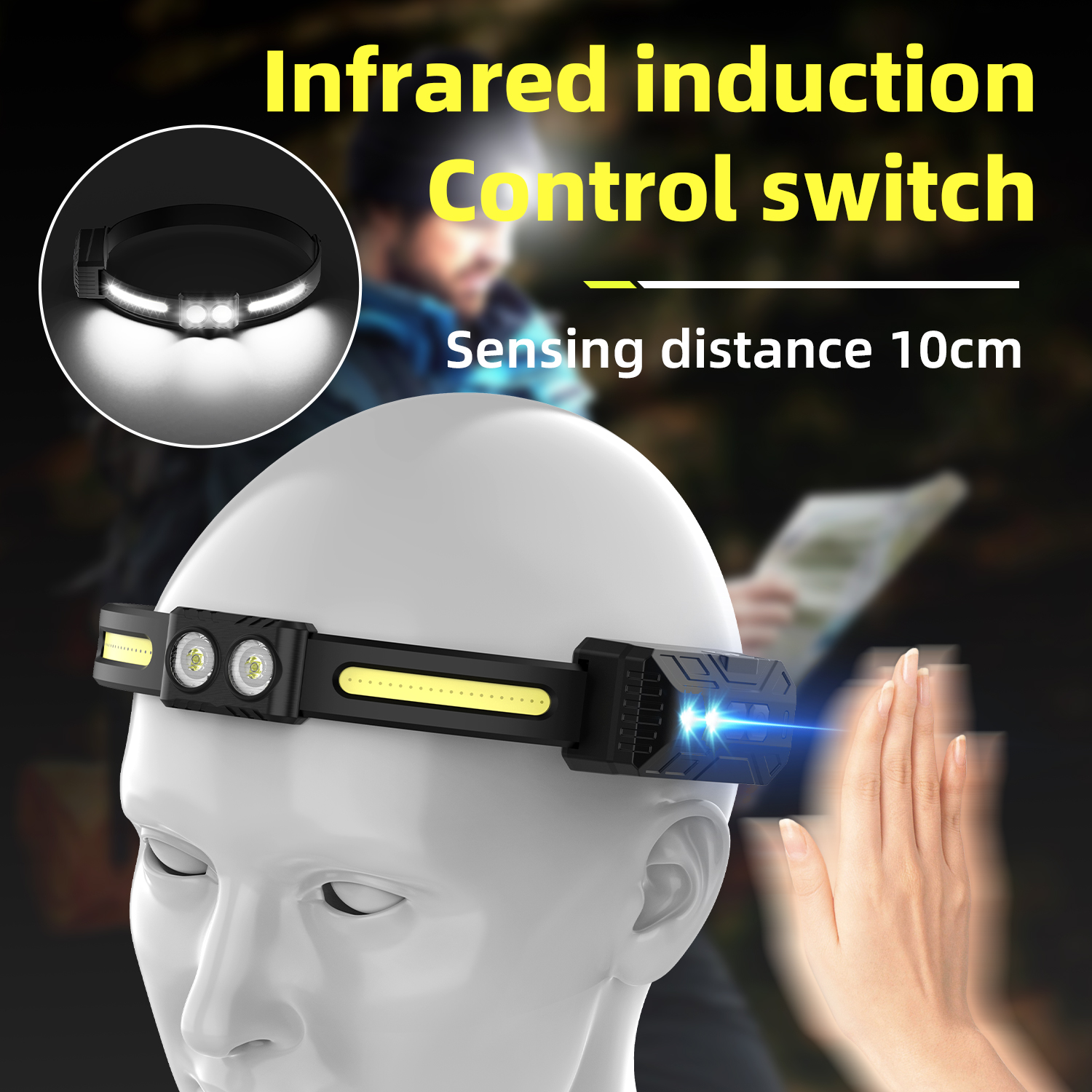 Waterproof 650Lumens COB 210° Rechargeable Wide Beam Headlamps HDL900picture2