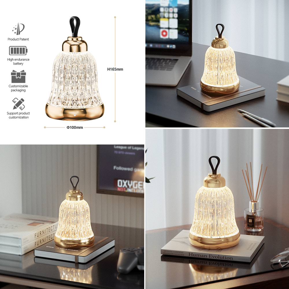 Charging Cordless Long Lasting Luxury Decorative Christmas Bell Desk Lamp DTL3120picture2