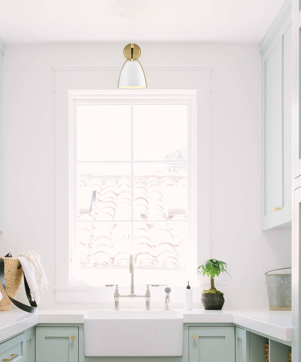 Modern Farmhouse Gold and White Metal Wall Sconce Light WL5380picture4