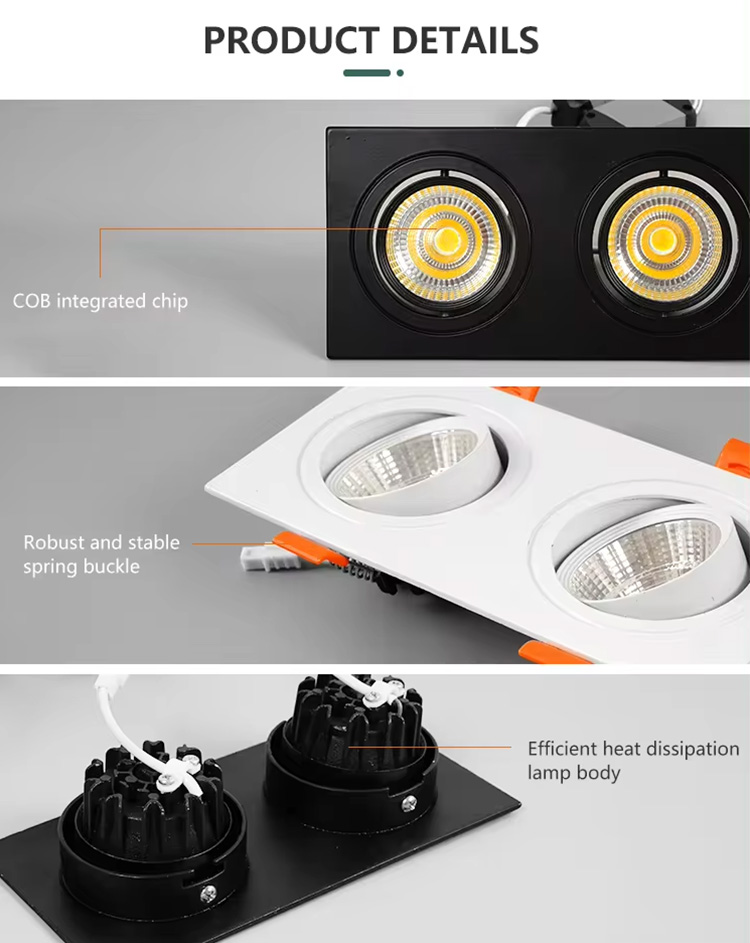 Two Heads Rectangle Hotel Home 20w 30w Aluminum COB LED Surface Mount Down Light Double Lamps 12w New Design Downlight