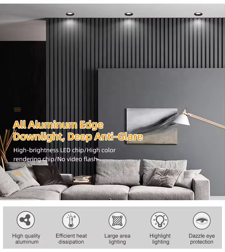 Narrow Edge Downlight Led Embedded New Anti-glare Narrow Border No Main Light Ceiling Spotlight Home Living Room Downlight