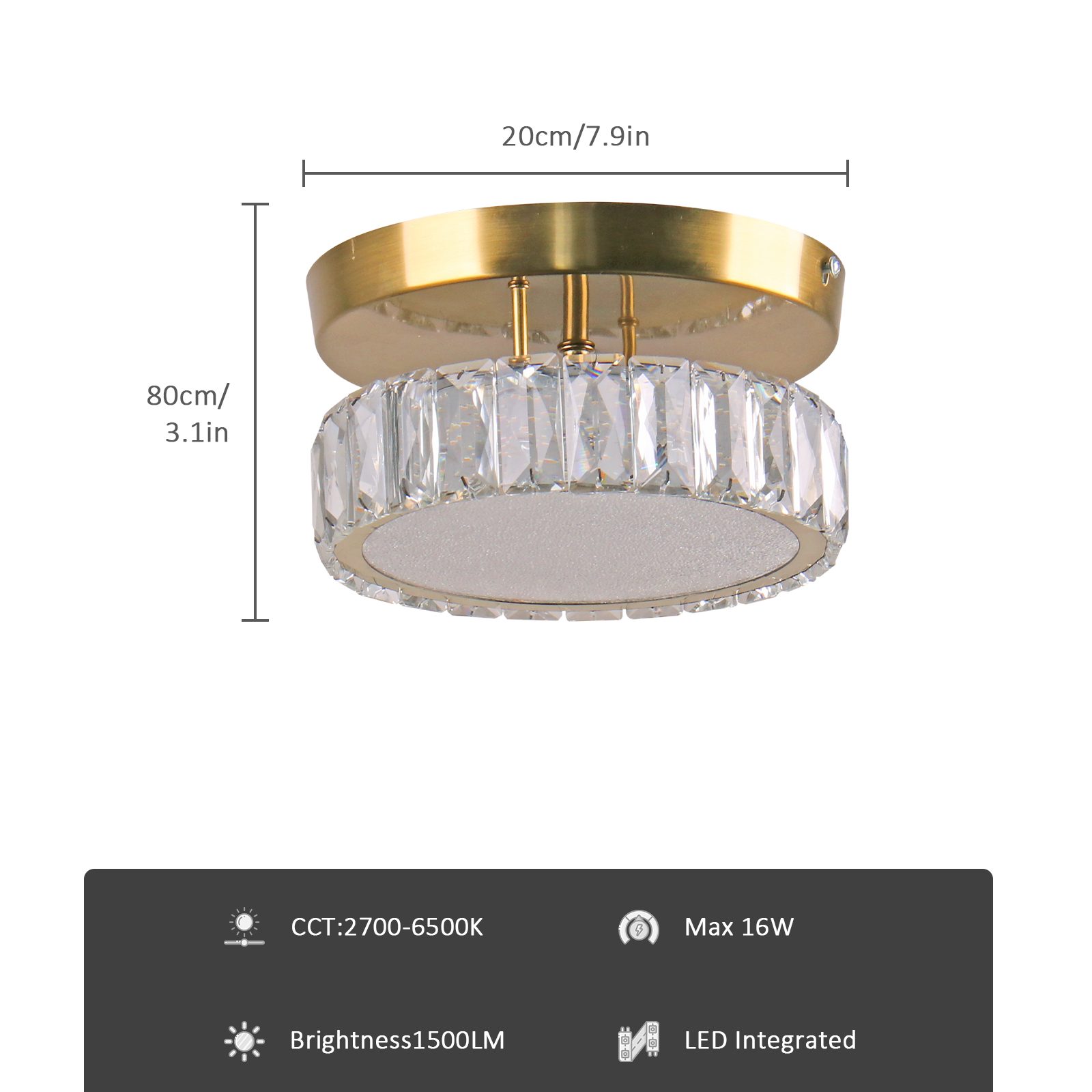 Mini Chandelier with Crystals Semi Flush Mount Ceiling Light CL1060picture2