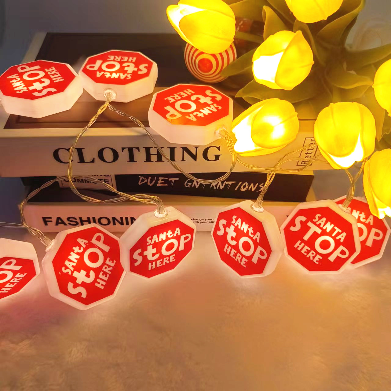 Battery Santa Stop Here LED Light String for Outdoor Christmas Party Decorations XMS470picture2