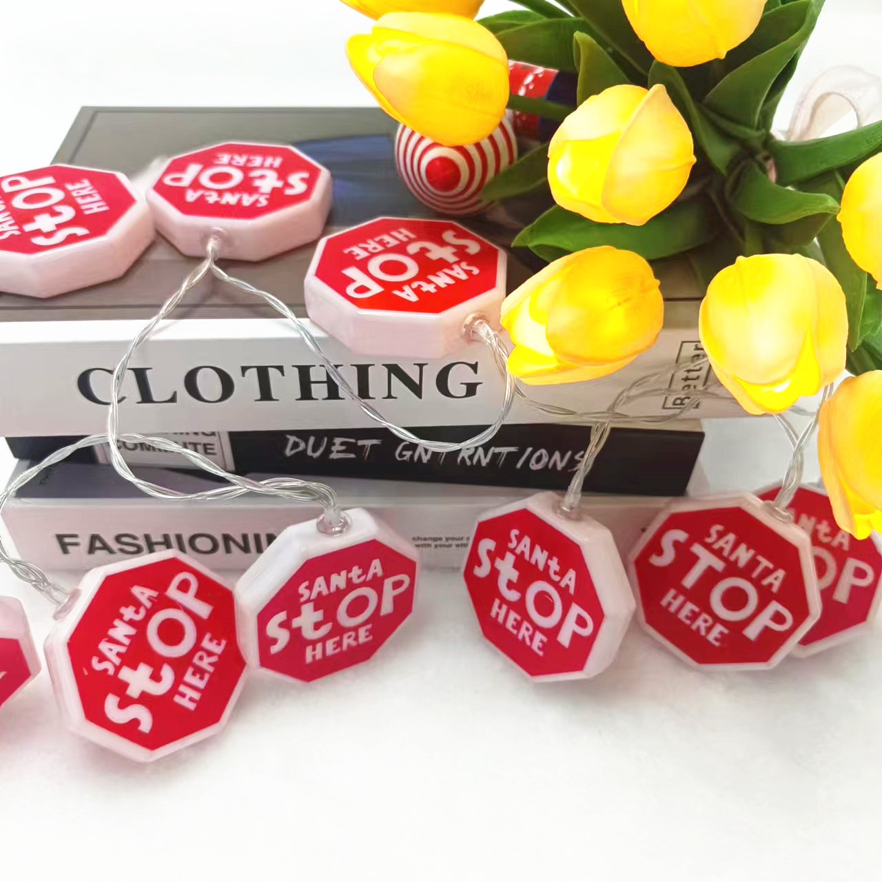 Battery Santa Stop Here LED Light String for Outdoor Christmas Party Decorations XMS470picture3