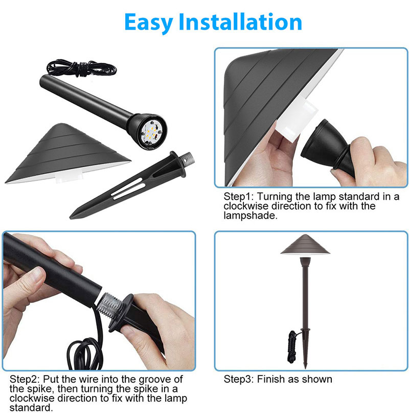 Hot Sale Modern Landscape LED Path Light Mushroom Shade Low Voltage AC DC 12V Landscape Lights ETL Listed