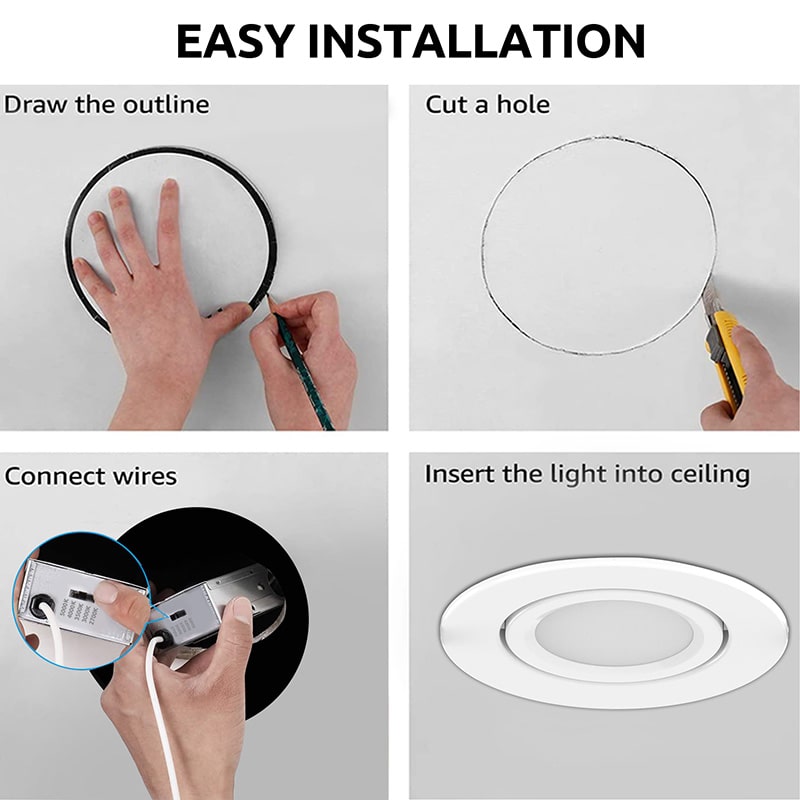 5CCT Selectable Recessed 4 Inch 12W Adjustable Gimbal LED Downlight DL2190picture3