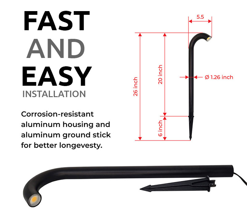 Low Voltage Landscape Lights 3W 12V AC/DC LED Pathway Lights IP65 Waterproof Landscape Path Lighting with Aluminum Housing