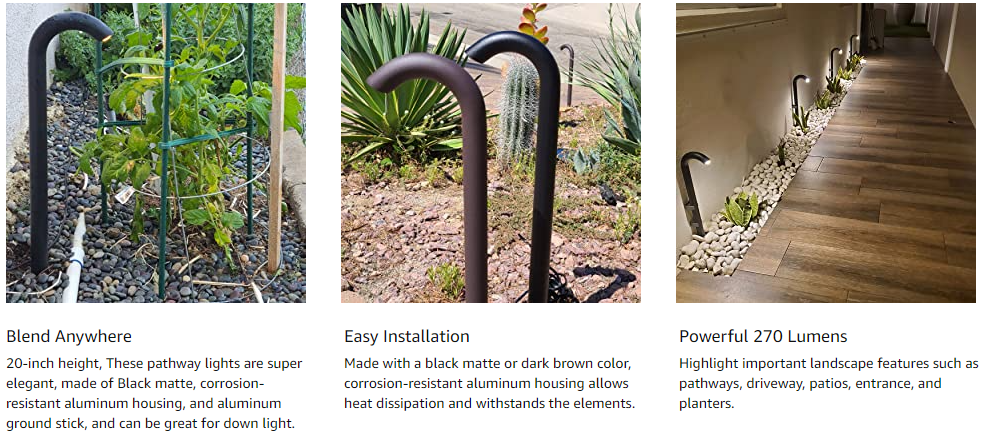 Low Voltage Landscape Lights 3W 12V AC/DC LED Pathway Lights IP65 Waterproof Landscape Path Lighting with Aluminum Housing